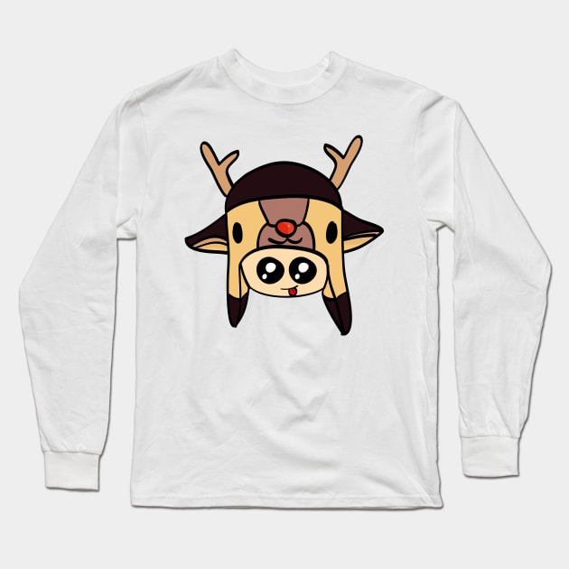 Reindeer Hat Long Sleeve T-Shirt by munkidesigns